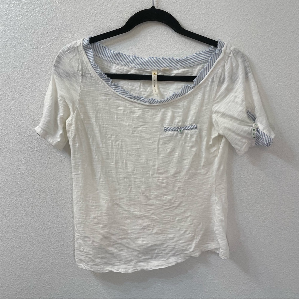 Anthropologie little yellow button shirt white small